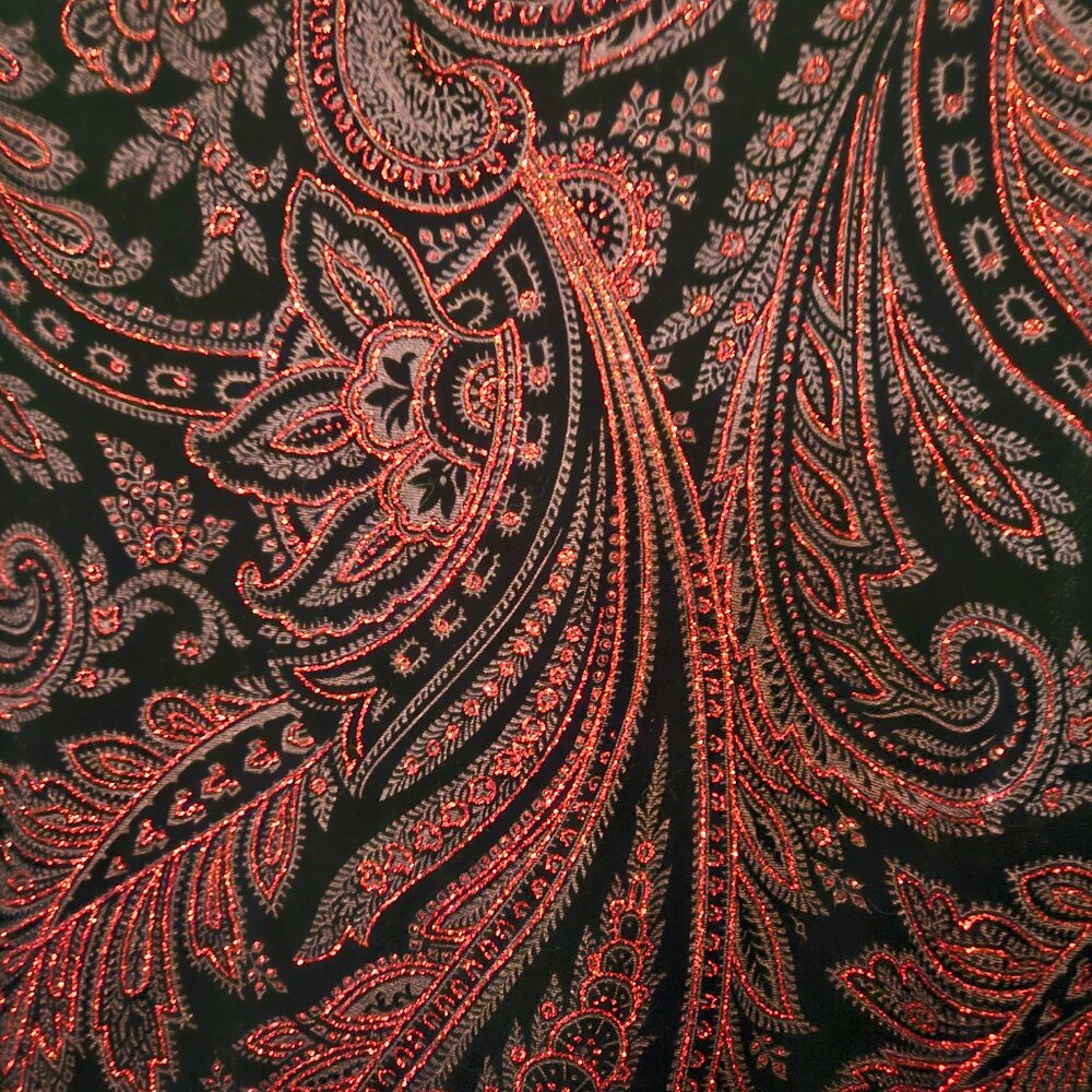 Sheri Martin Size 18 Evening 2 Piece Red Paisley Jacket & Black dress Velvet - Picture 11 of 14